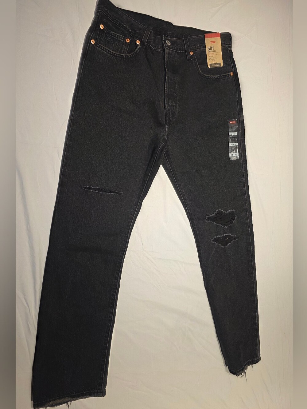 Levis 501 Original Fit Black Jeans Sz 32x30 Straight Leg Fitted Hip Thigh